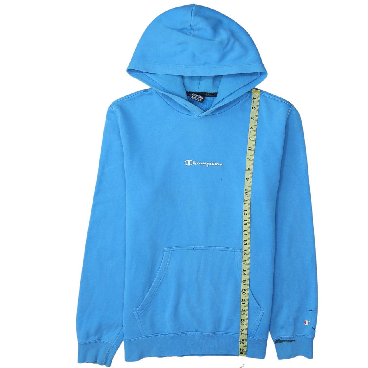 Champion Men's Blue Pullover Hoodie Large Logo Fleece Sweatshirt