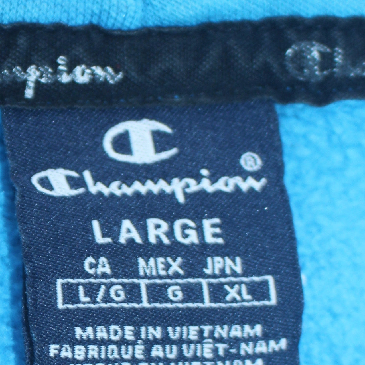 Champion Men's Blue Pullover Hoodie Large Logo Fleece Sweatshirt