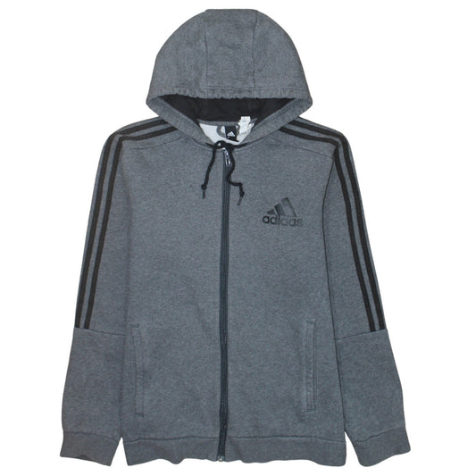 Adidas Mens Grey Full Zip Hoodie Size M Sports Fleece Jacket