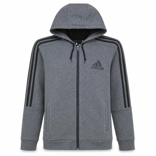 Adidas Mens Grey Full Zip Hoodie Size M Sports Fleece Jacket
