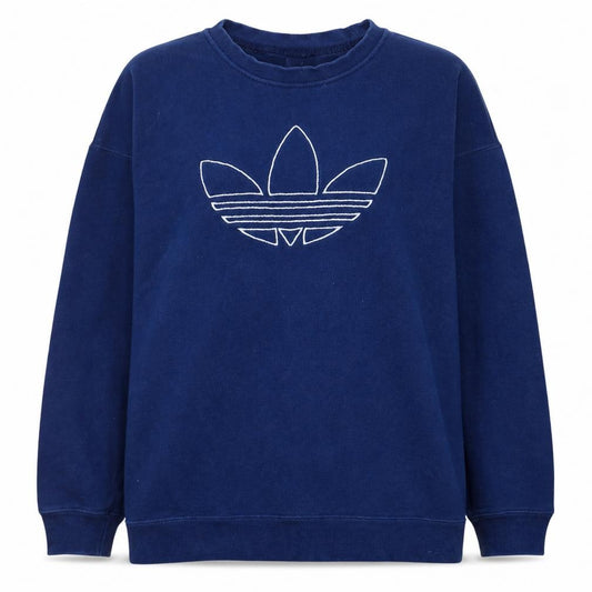 Adidas Women Blue Crew Neck Logo Sweatshirt Size 10 Pullover
