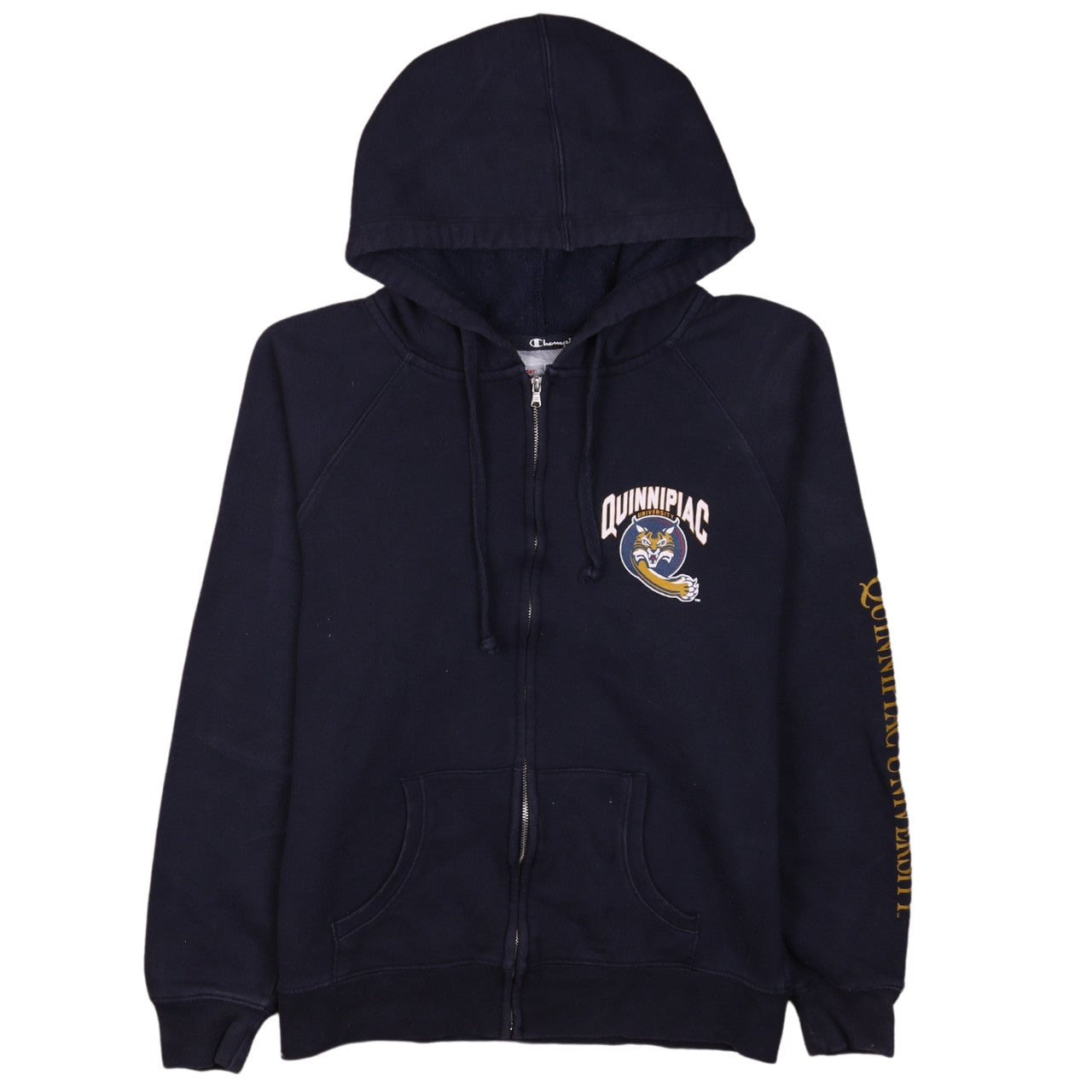 Champion Mens Blue Full Zip Hoodie M Quinnipiac University Fleece