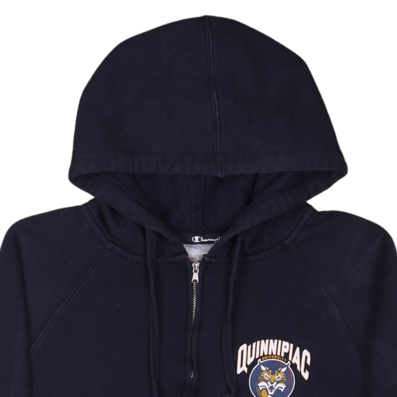 Champion Mens Blue Full Zip Hoodie M Quinnipiac University Fleece