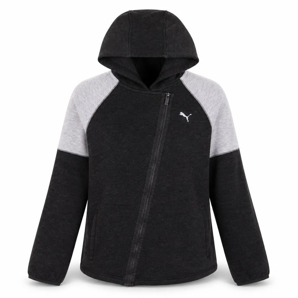 Puma Women Black Grey Full Zip Hoodie Size 12 Cotton Blend