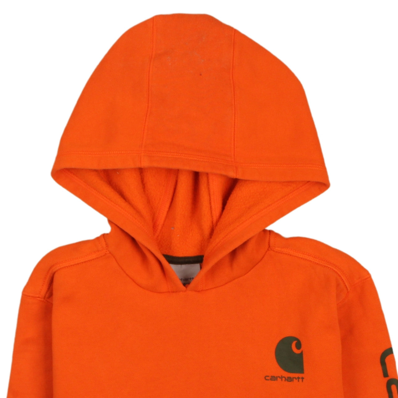 Carhartt Boys Orange Pullover Hoodie M 10-12 Years Logo Fleece Sweatshirt