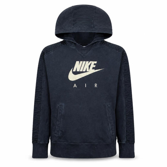 Front view of Nike girls’ black air pullover hoodie fleece sweatshirt, size 146