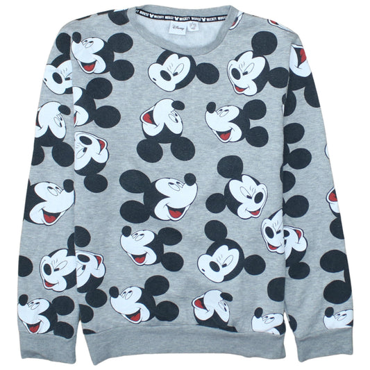 Disney Womens Grey Mickey Mouse Print Pullover Sweatshirt Size S