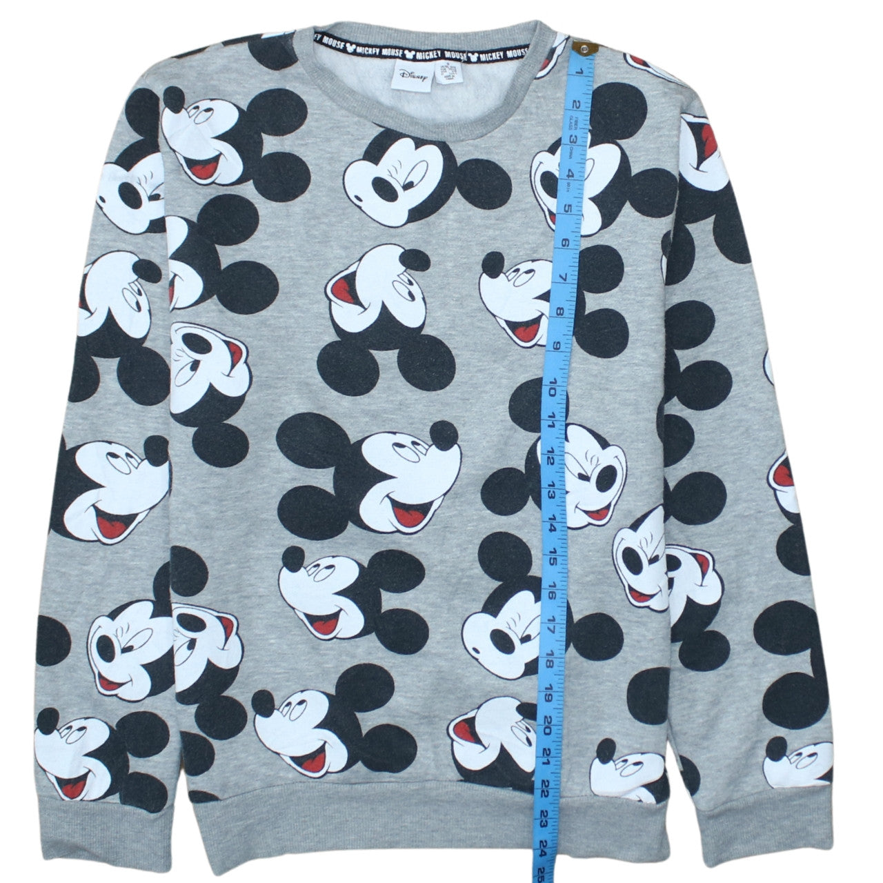 Disney Womens Grey Mickey Mouse Print Pullover Sweatshirt Size S