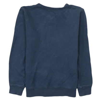 Brand and care label for Levi's boys’ blue pullover fleece sweatshirt, size 16, years logo design