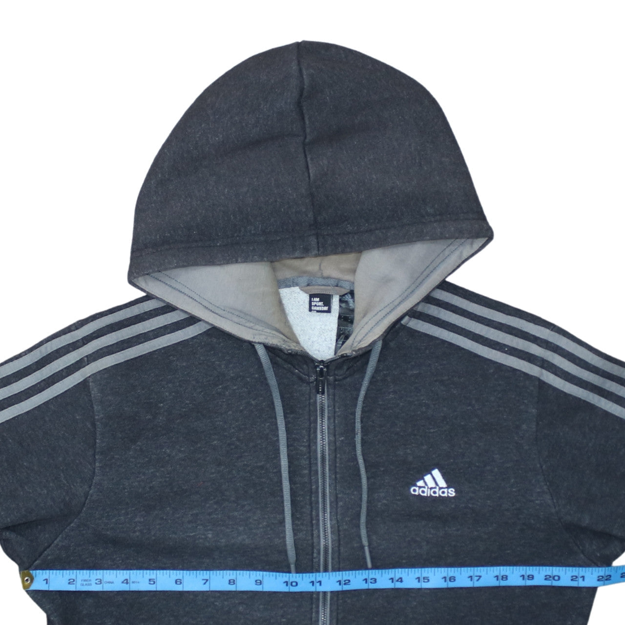 Adidas Men's Grey Full Zip Hooded Sweatshirt Medium Sports Fleece