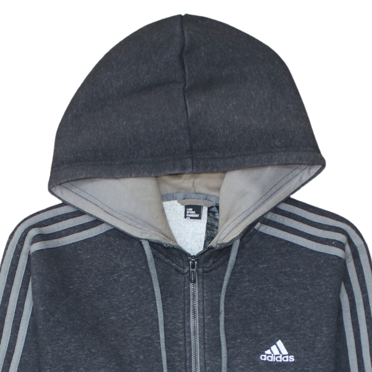 Adidas Men's Grey Full Zip Hooded Sweatshirt Medium Sports Fleece