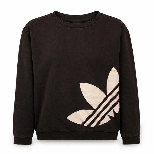 Adidas Womens Black Sweatshirt UK 10 Crew Neck Pullover Logo Print