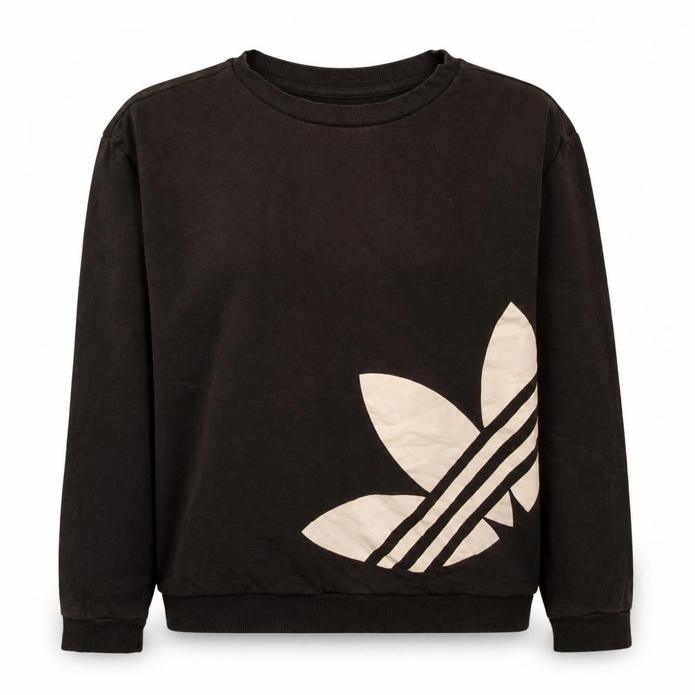 Adidas Womens Black Sweatshirt UK 10 Crew Neck Pullover Logo Print