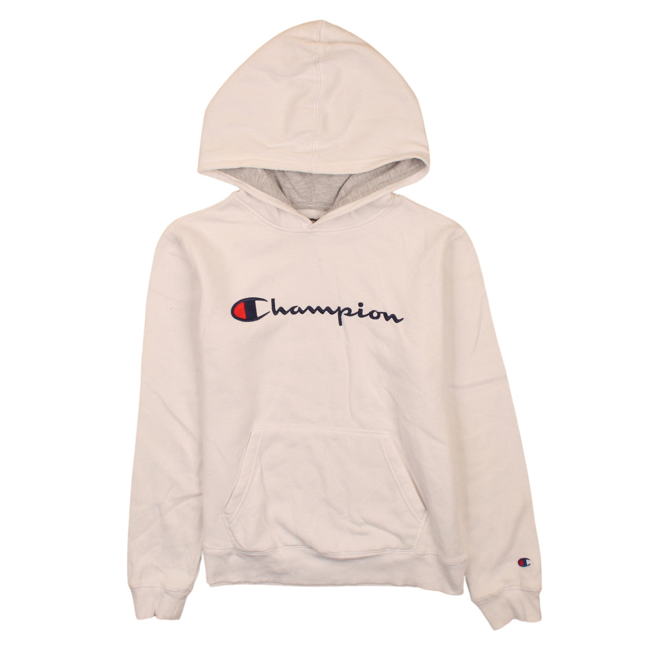 Champion Boys White XL Pullover Hoodie with Logo Graphic Print