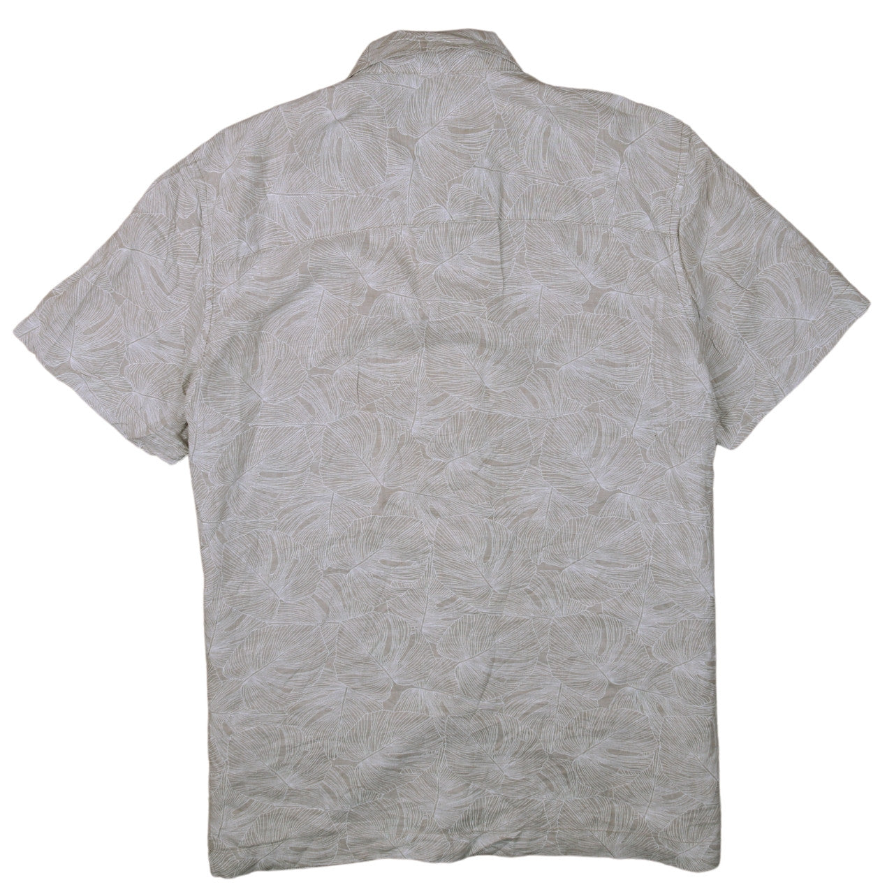 WE Men’s Beige Regular Fit Band Collar Short Sleeve Linen Cotton Shirt XL