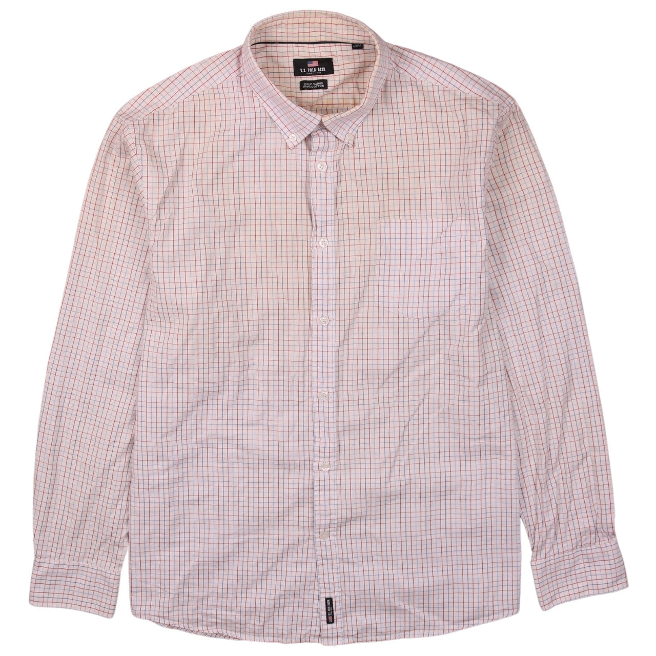 U.S. Polo Assn. Men's Beige Check Button-Down Shirt Size 16.5