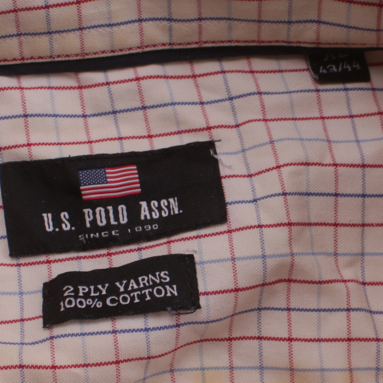 U.S. Polo Assn. Men's Beige Check Button-Down Shirt Size 16.5