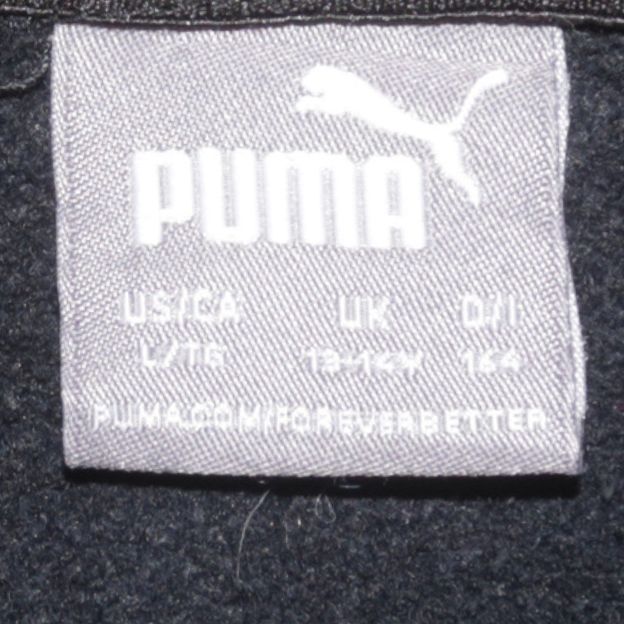 Puma Boys Black Pullover Hoodie 13-14 Years Fleece Logo Printed Sweatshirt