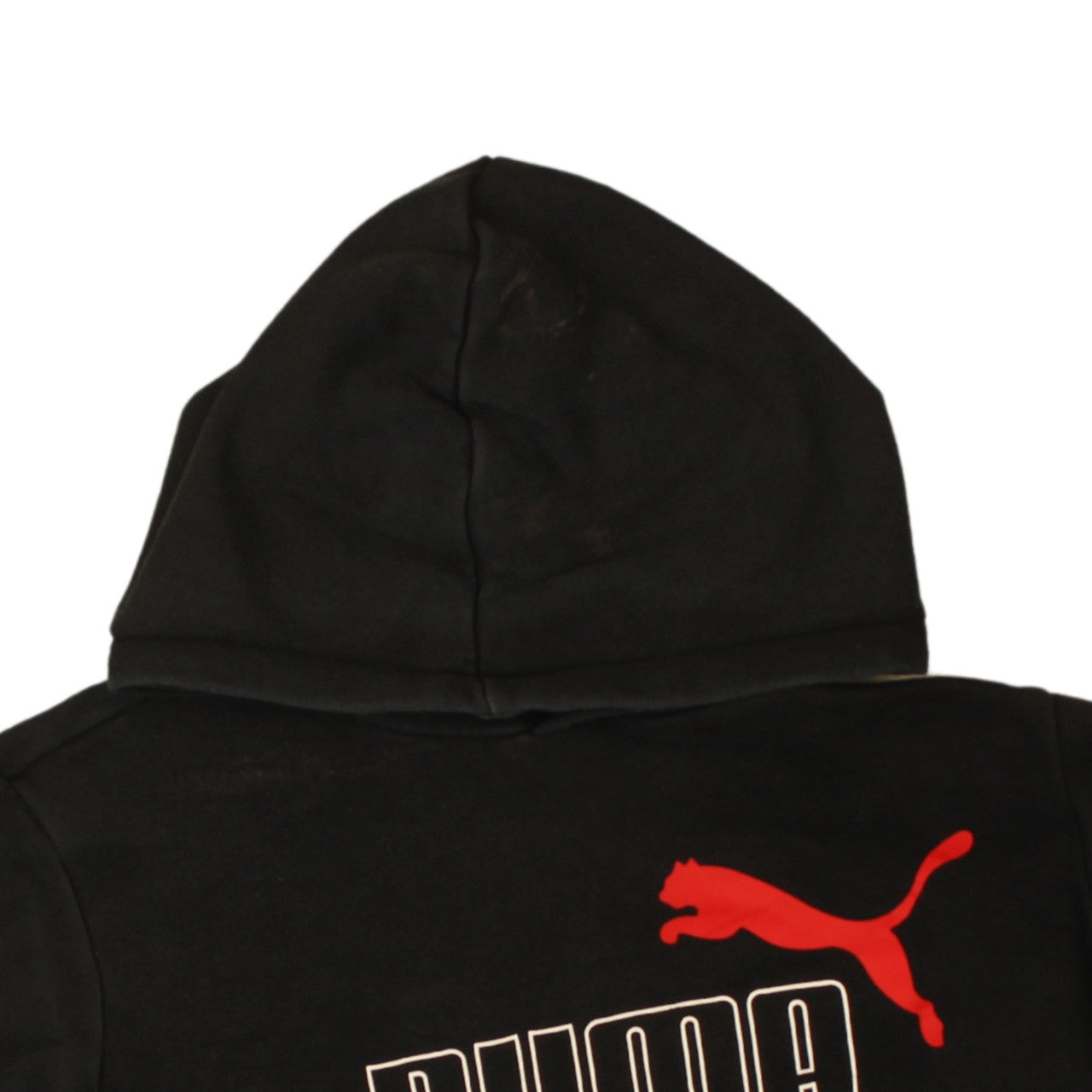 Puma Boys Black Pullover Hoodie 13-14 Years Fleece Logo Printed Sweatshirt