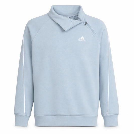 Adidas Men Blue 1/4 Zip Pullover Sweatshirt Size S Fleece Logo Top