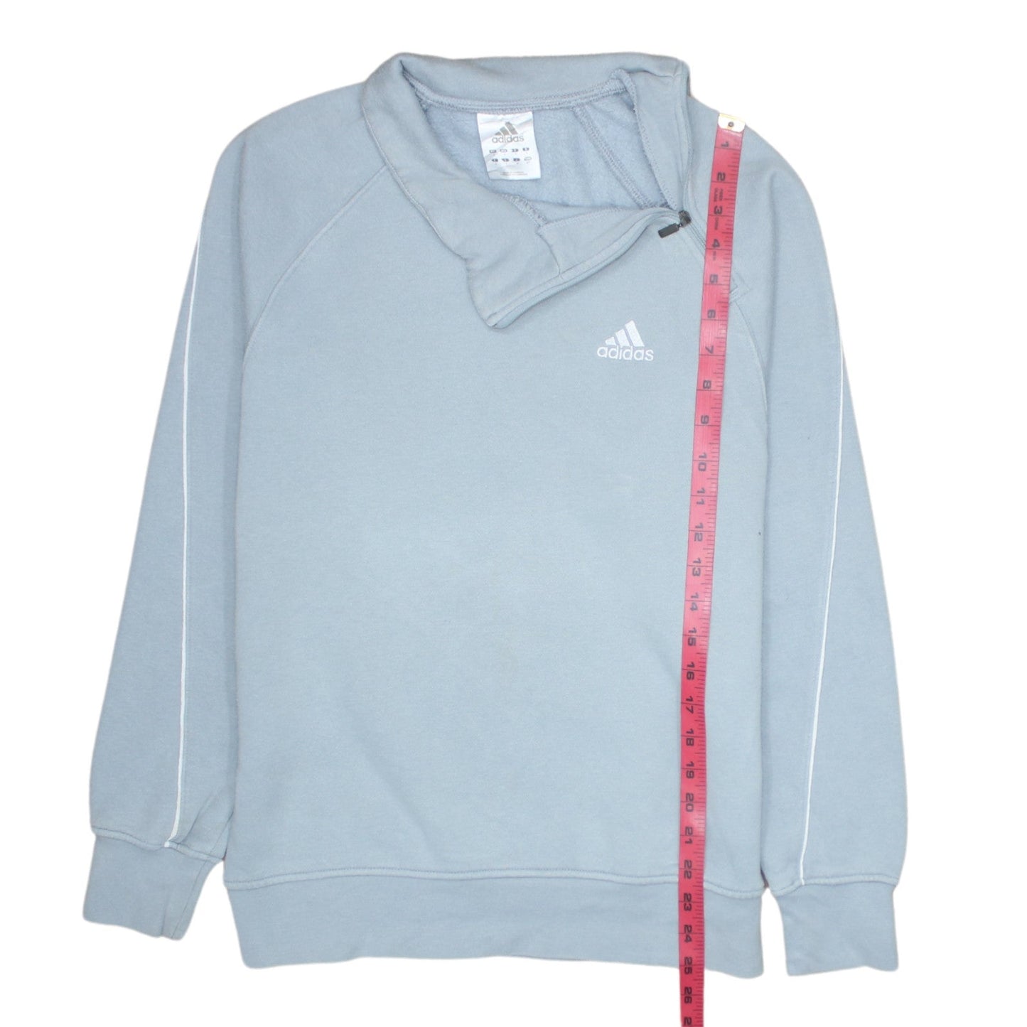 Adidas Men Blue 1/4 Zip Pullover Sweatshirt Size S Fleece Logo Top