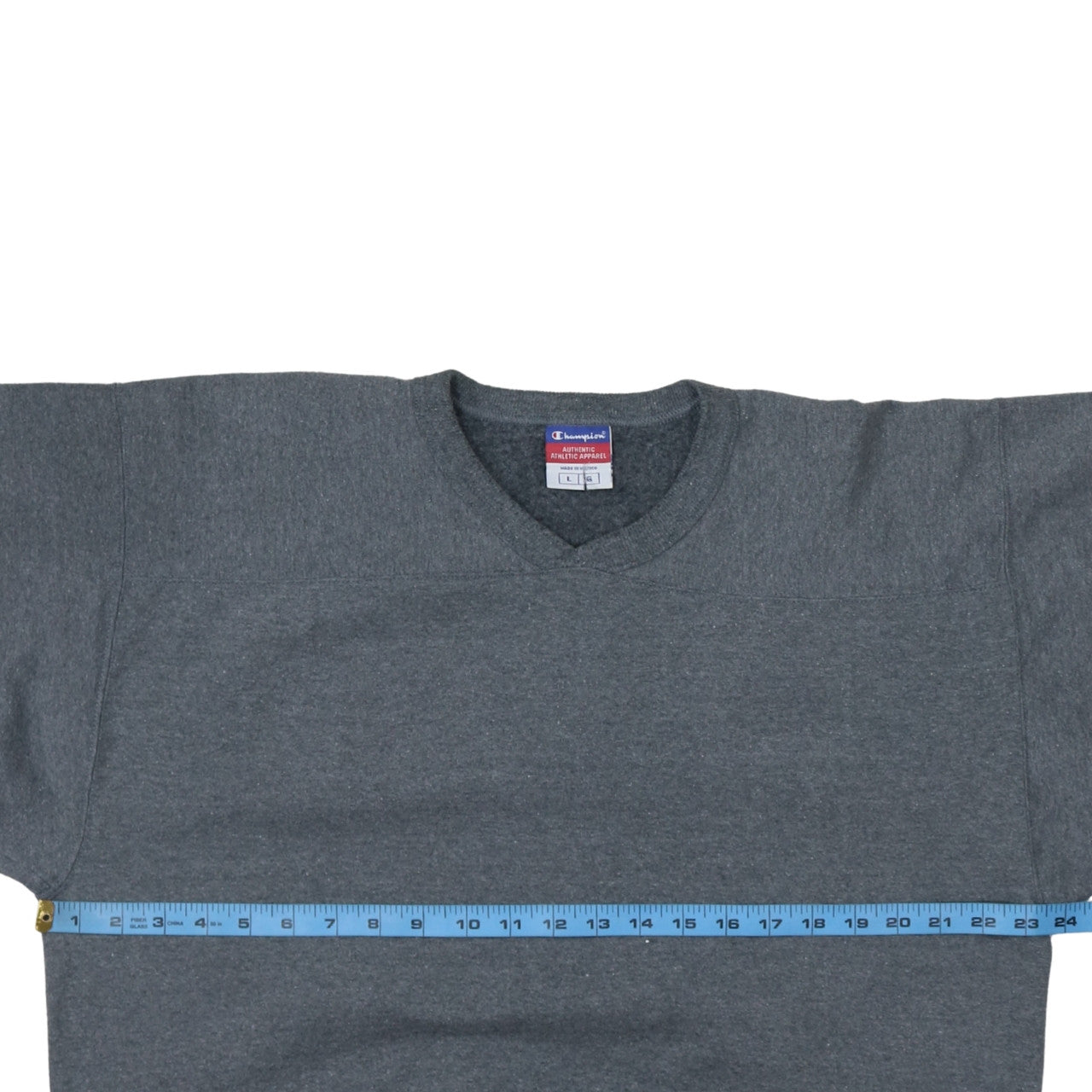 Champion Men’s Grey V-Neck Pullover Fleece Sweatshirt Size L