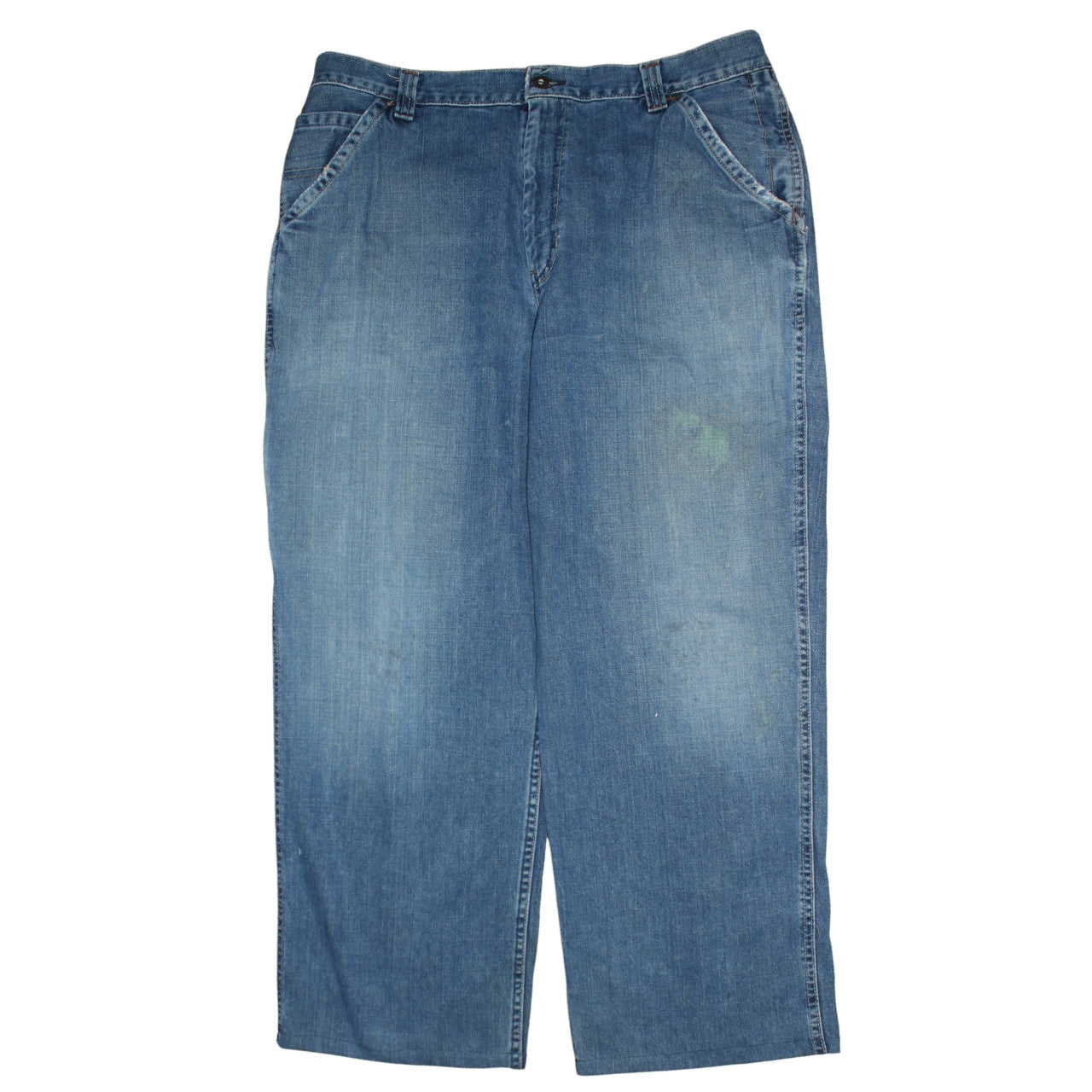 Old Navy Men's Blue Denim Painter's Straight Jeans 38x32 Relaxed Fit