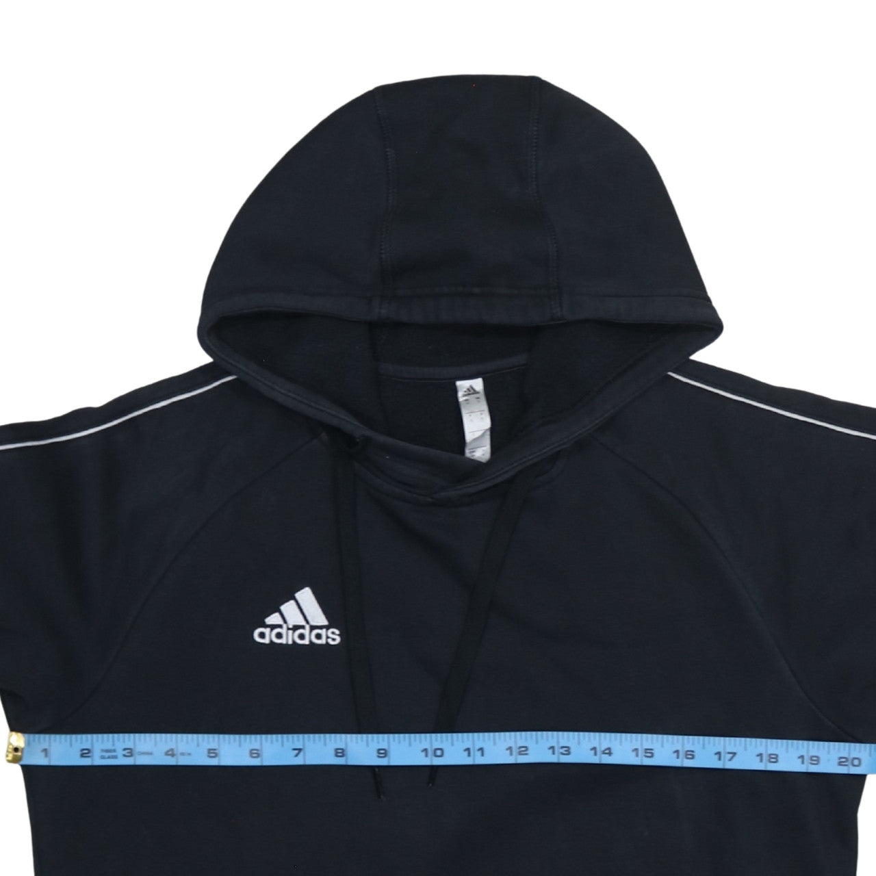 Adidas Mens Black Small Pullover Hoodie with Logo and Drawstring