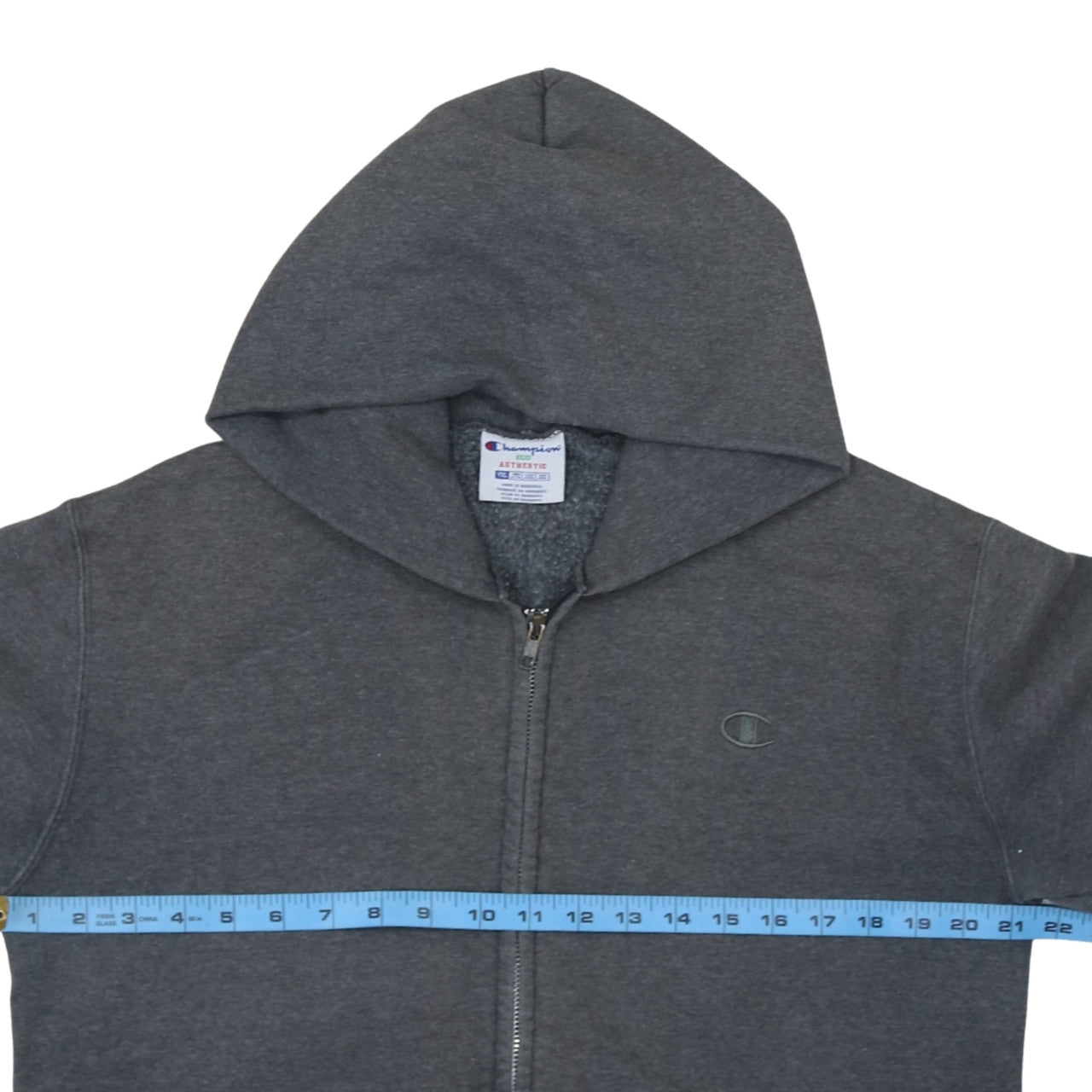 Champion Men’s Grey Full Zip Hoodie 2XL Fleece Logo Sweatshirt