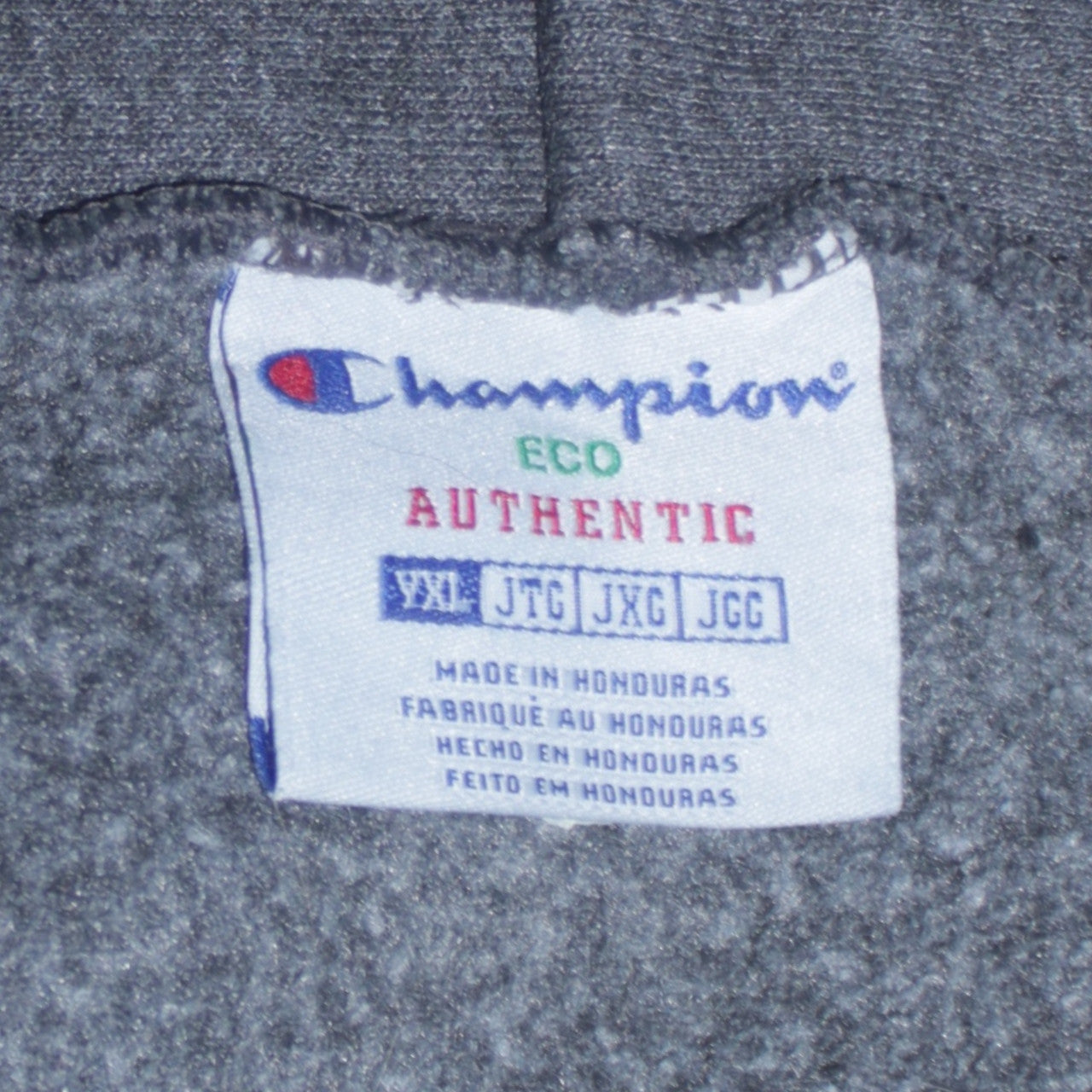 Champion Men’s Grey Full Zip Hoodie 2XL Fleece Logo Sweatshirt