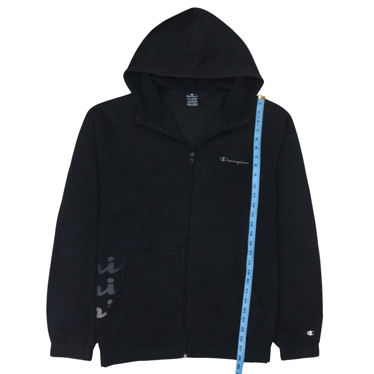 Champion Men's Black 2XL Full Zip Hoodie Fleece Sweatshirt