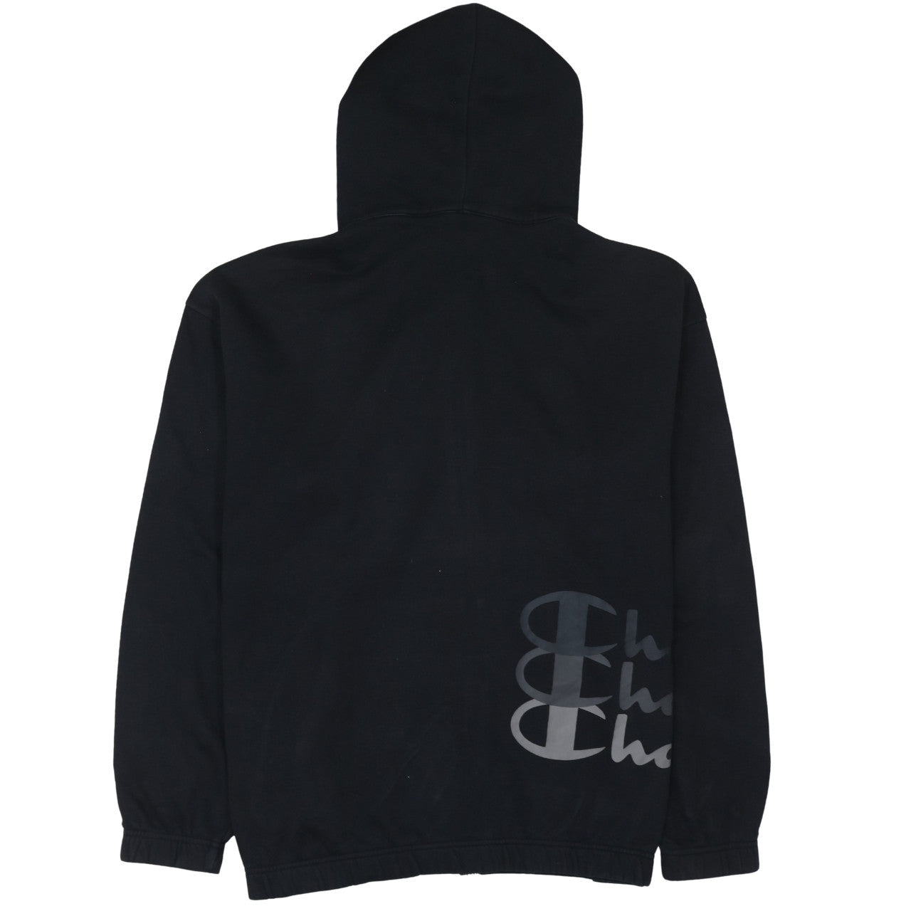 Champion Men's Black 2XL Full Zip Hoodie Fleece Sweatshirt