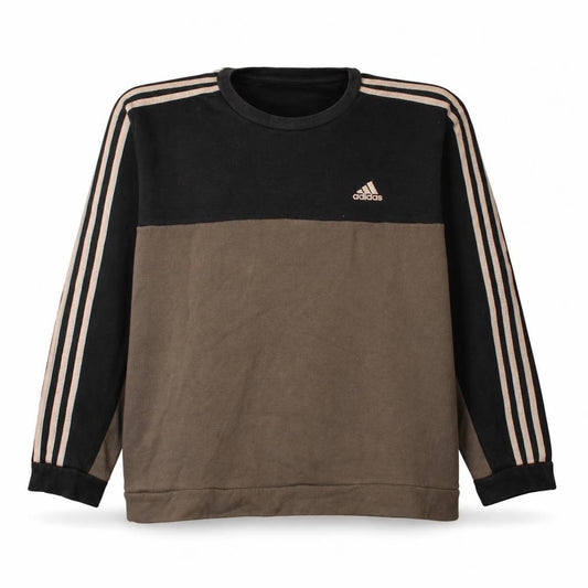 Adidas Men's Brown Black Colour Block Long Sleeve Pullover Sweatshirt L