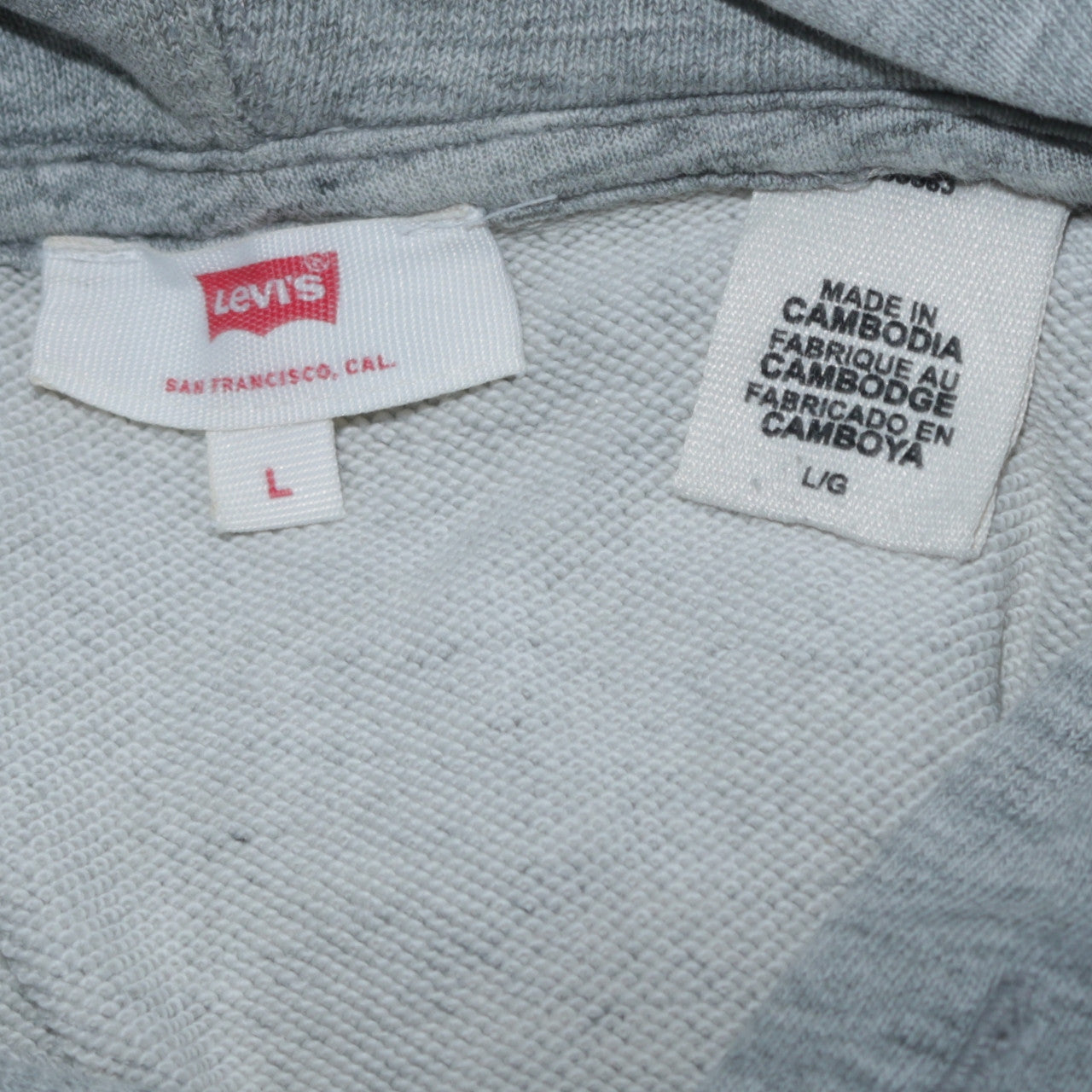 Levi's Mens Grey Hoodie L Pullover Graphic Logo Cotton Blend