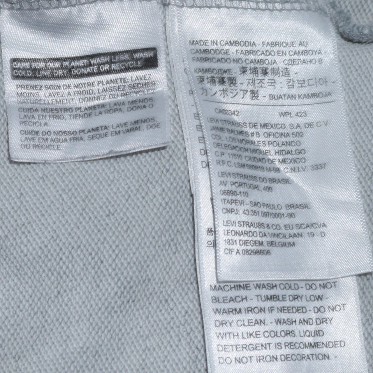 Levi's Mens Grey Hoodie L Pullover Graphic Logo Cotton Blend