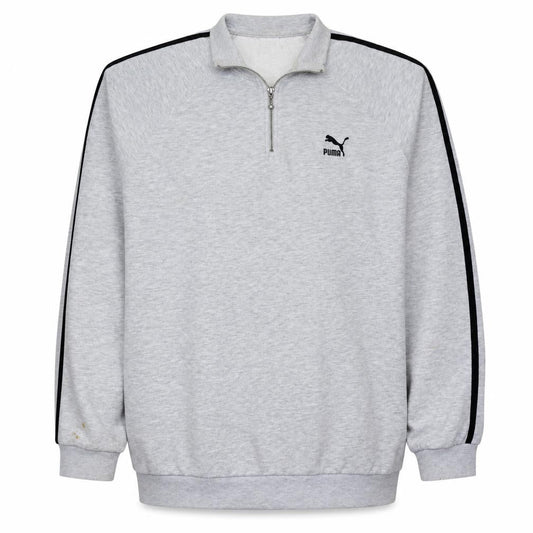 Front view of Puma men’s grey 2xl 1/4 zip track jacket sports activewear