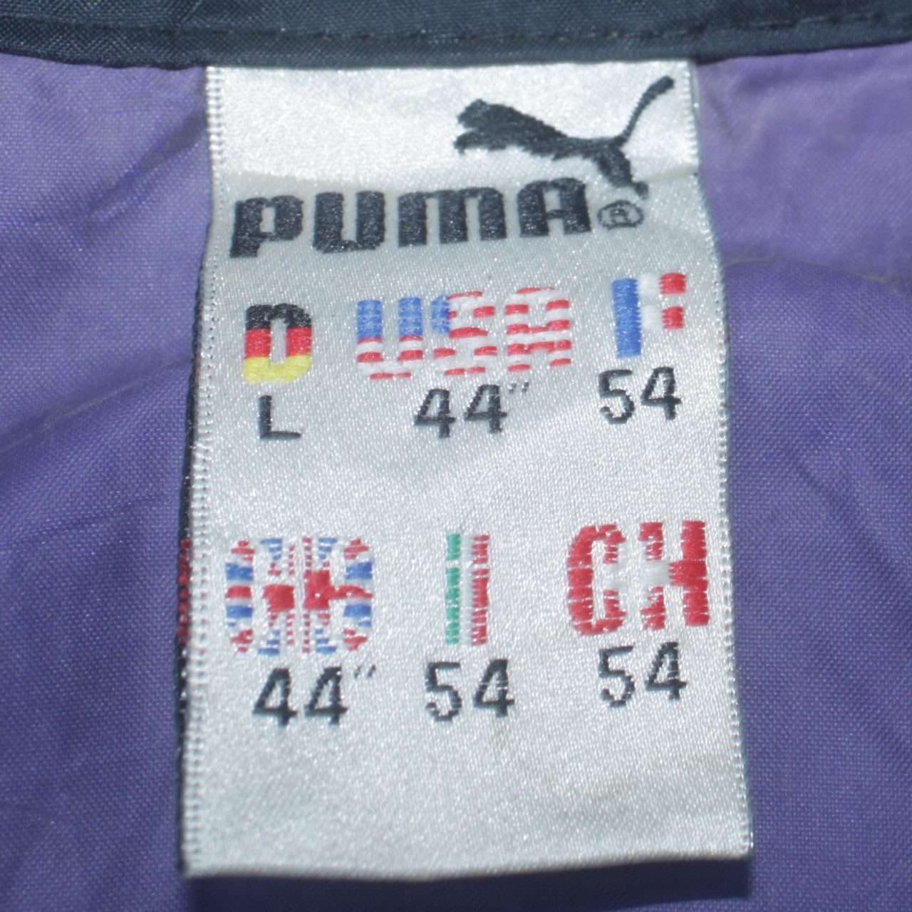 Puma Men’s Purple 90s Windbreaker Jacket L Colourblock Retro Style
