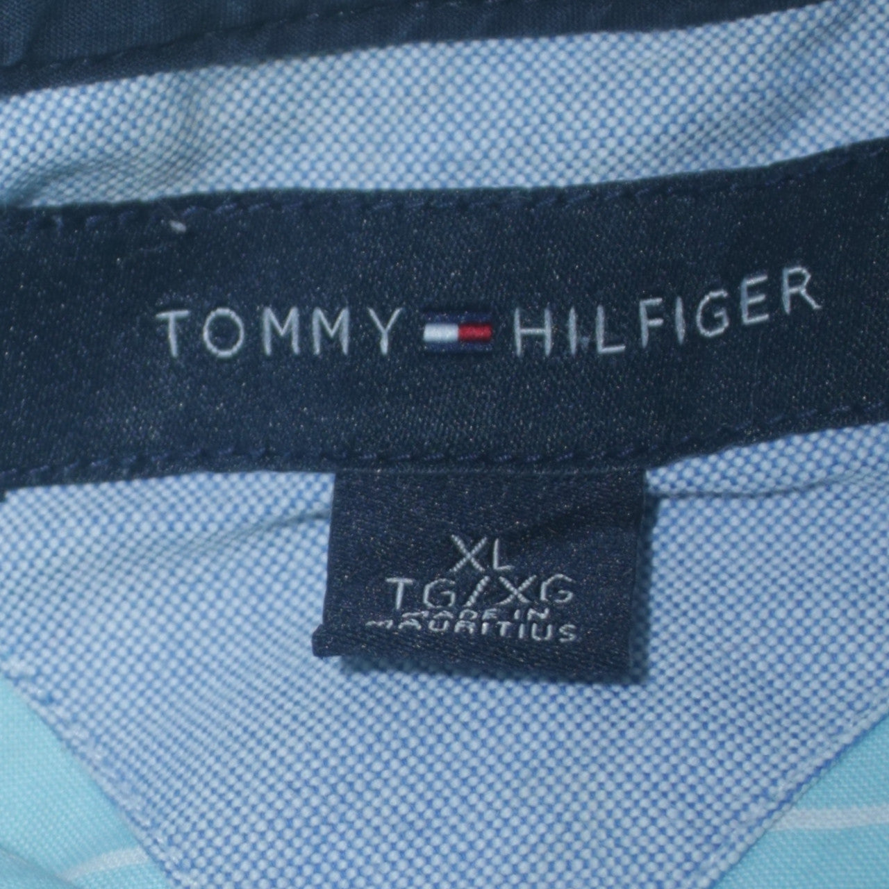Tommy Hilfiger Men's Blue Striped Button-Down Cotton Shirt XL