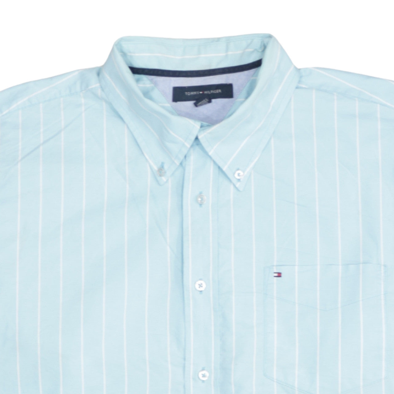 Tommy Hilfiger Men's Blue Striped Button-Down Cotton Shirt XL