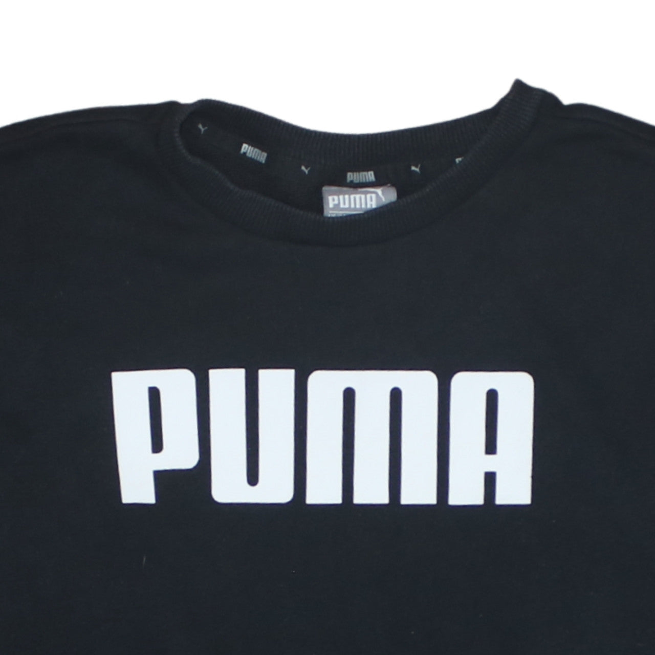 Puma Womens Black Size 10 Pullover Sweatshirt Crew Neck Logo Jumper