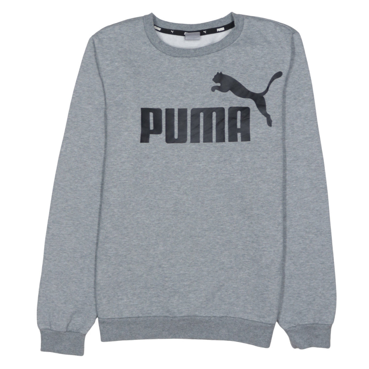 Puma Boys Grey Pullover Sweatshirt 13-14 Years Crew Neck Logo Cotton Blend