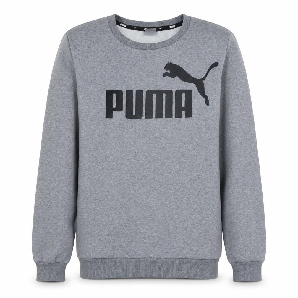 Puma Boys Grey Pullover Sweatshirt 13-14 Years Crew Neck Logo Cotton Blend