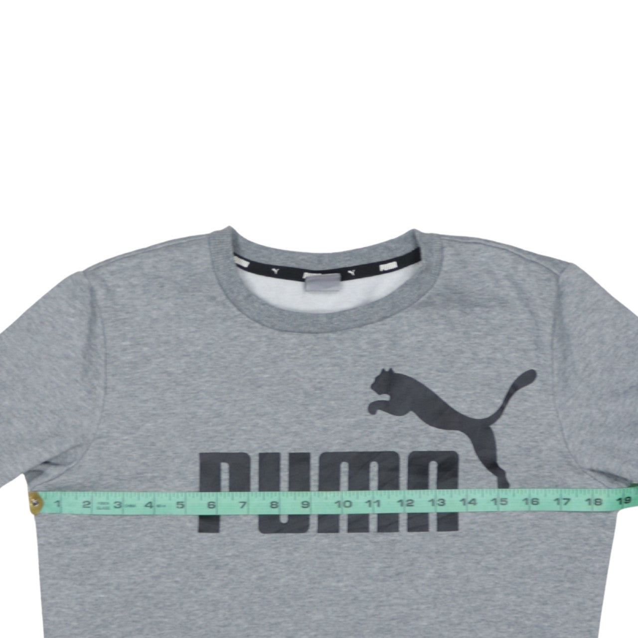 Puma Boys Grey Pullover Sweatshirt 13-14 Years Crew Neck Logo Cotton Blend