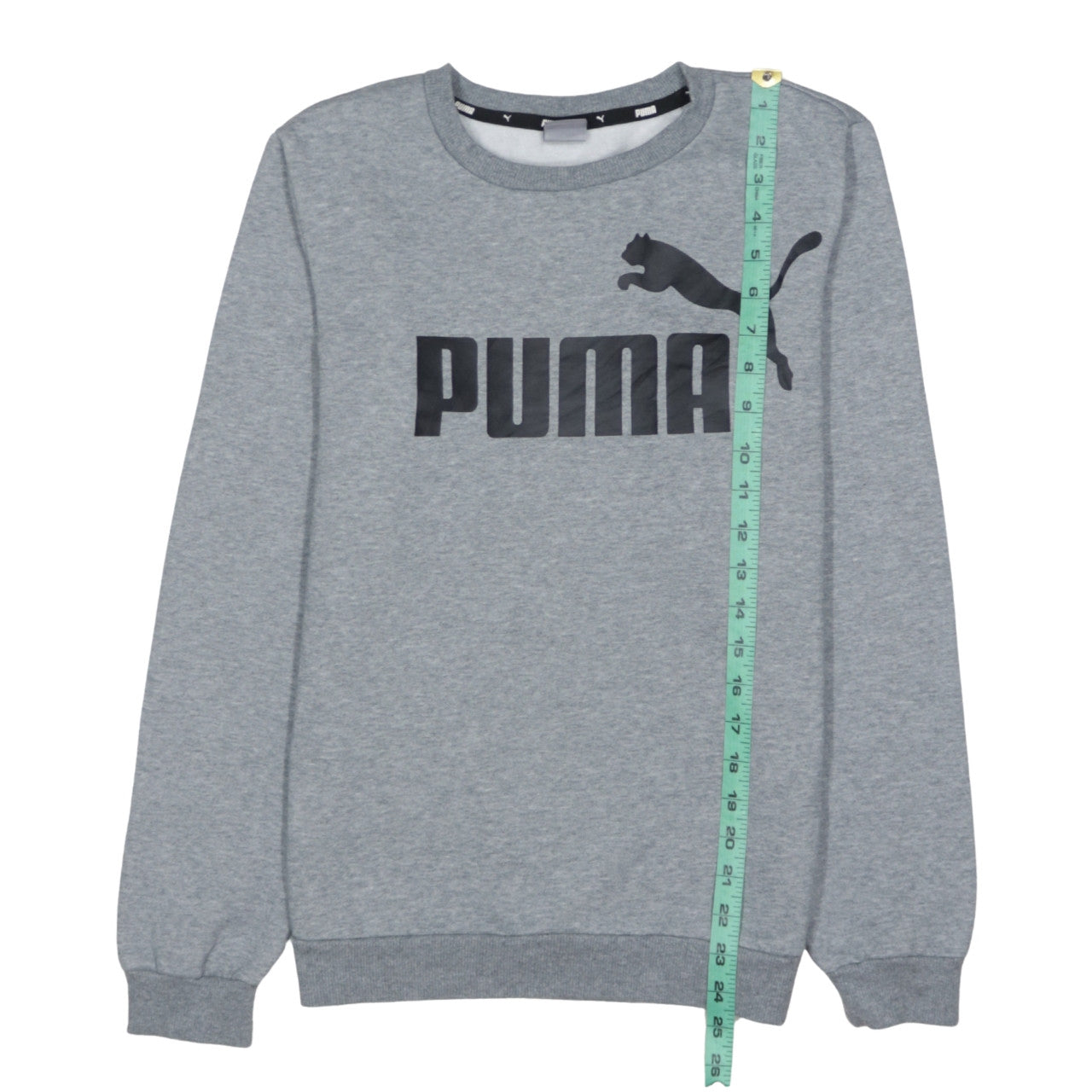 Puma Boys Grey Pullover Sweatshirt 13-14 Years Crew Neck Logo Cotton Blend