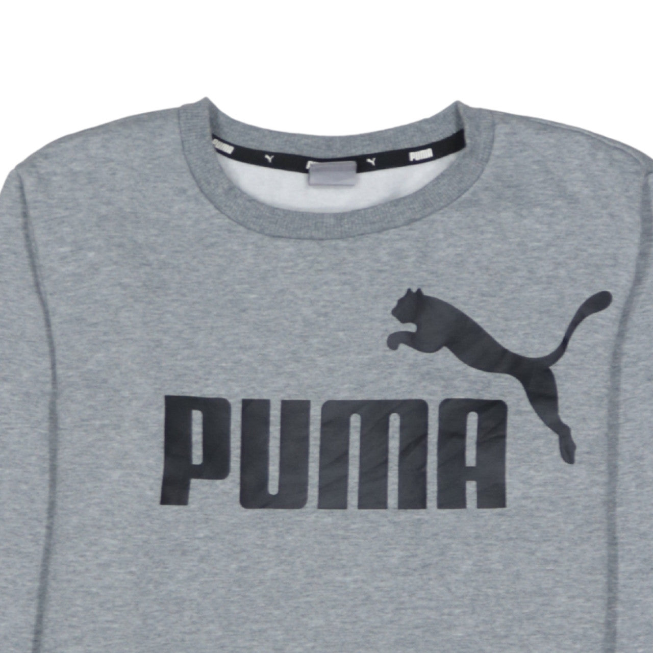 Puma Boys Grey Pullover Sweatshirt 13-14 Years Crew Neck Logo Cotton Blend