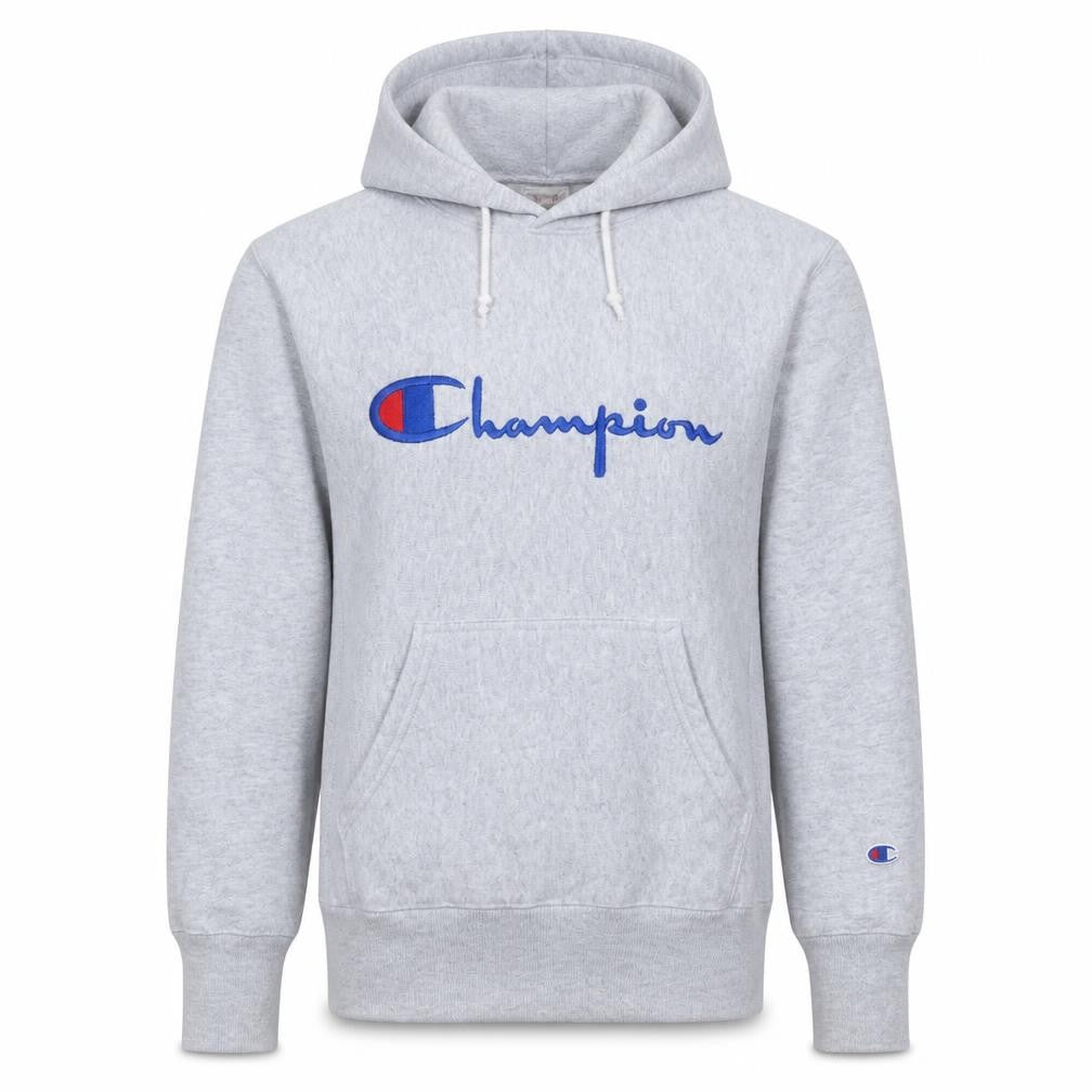 Champion Men's Grey Small Pullover Hoodie Reverse Weave Embroidered Logo