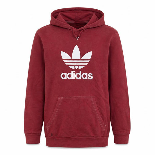 Adidas Men's Red Trefoil Logo Pullover Hoodie Size L