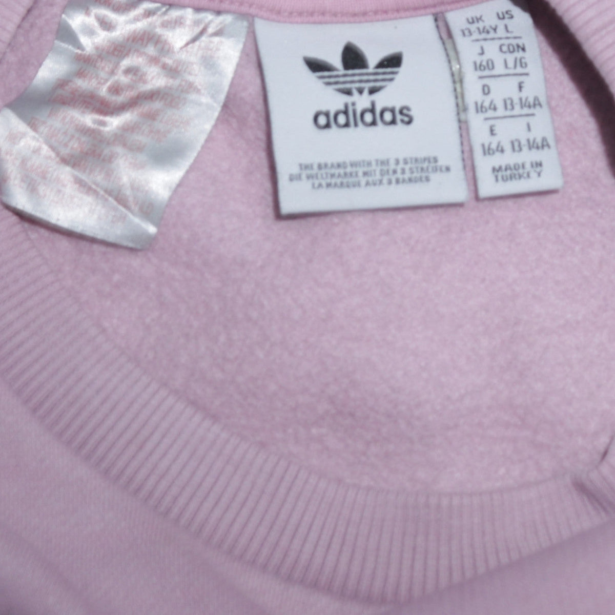 Adidas Girls Pink Logo Crew Neck Fleece Sweatshirt 13-14 Years