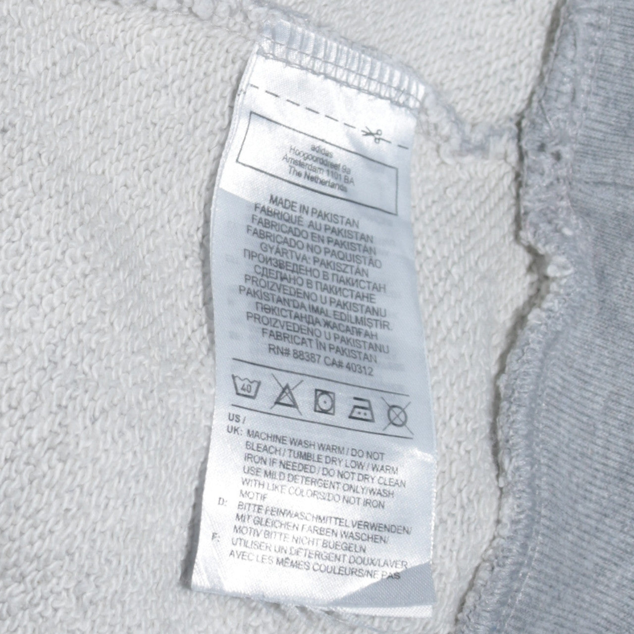 Adidas Men's Grey Crew Neck Pullover Sweatshirt M Regular Fit