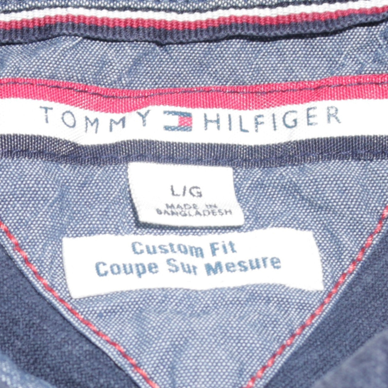 Tommy Hilfiger Men’s Blue Colourblock Cotton Shirt L Slim Fit